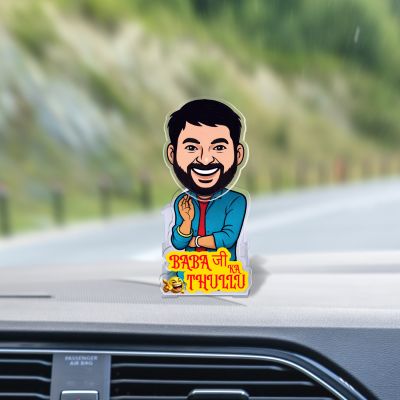 Baba Ji Ka Thullu Bobblehead Funny Caricature for Car Dashboard & Home Tabletop Decor Funny Decorative Items Gift for Friends Solar Powered Moving Head